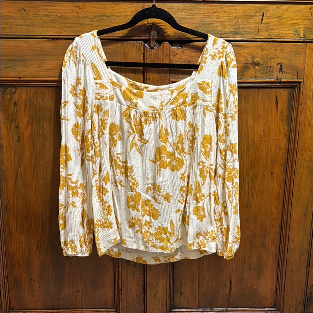 Floral Yellow and Cream Women's Top